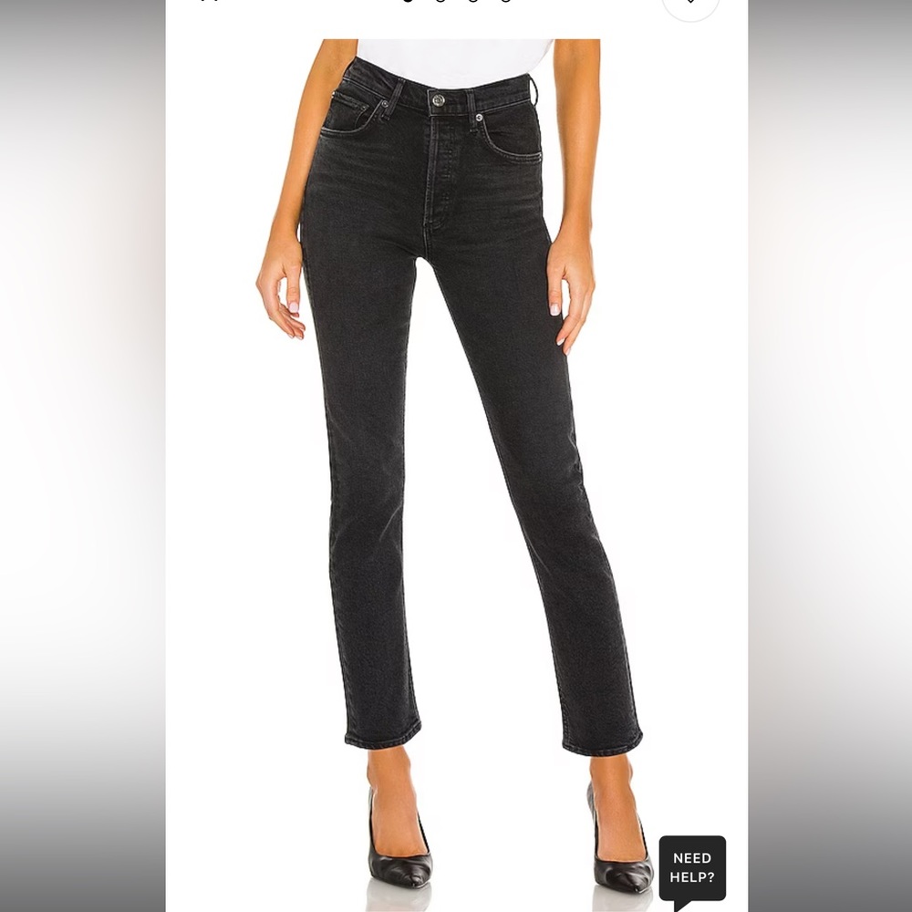Agolde High Rise Straight Crop Jean Black size 24 only worn 3 times